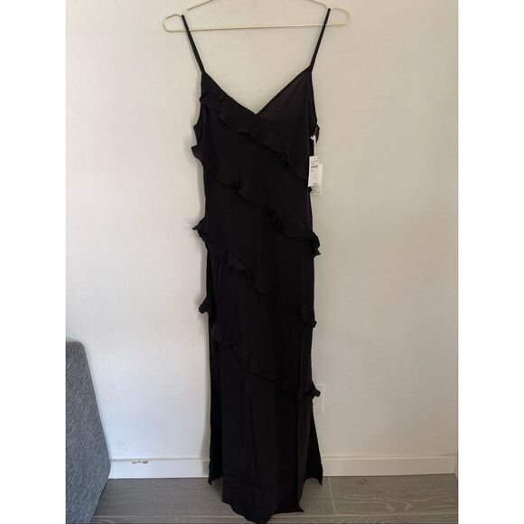 GOOD AMERICAN Bias Cut Ruffle Chifon Slip Dress Size Medium NWT - Picture 1 of 8